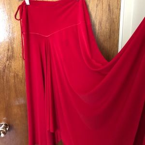 Red rayon drawstring skirt